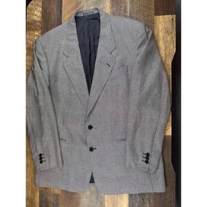 Yves Saint Laurent Blazer Sz 44 Silk Wool Plaid Made in Canada Menswear